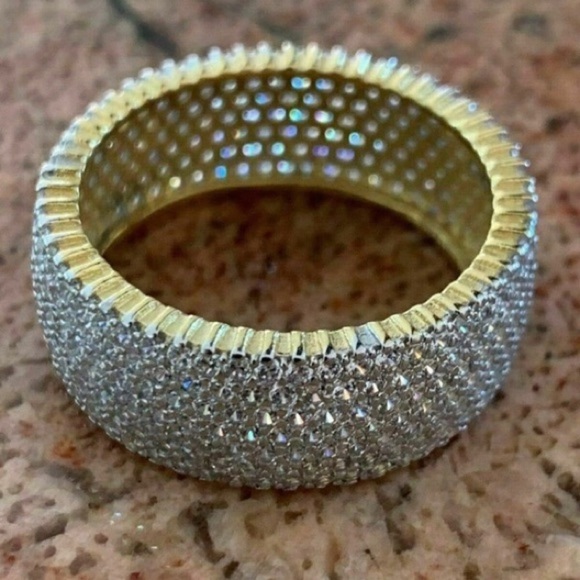 Sterling silver and 18kt gold plated pave band - Picture 8 of 9